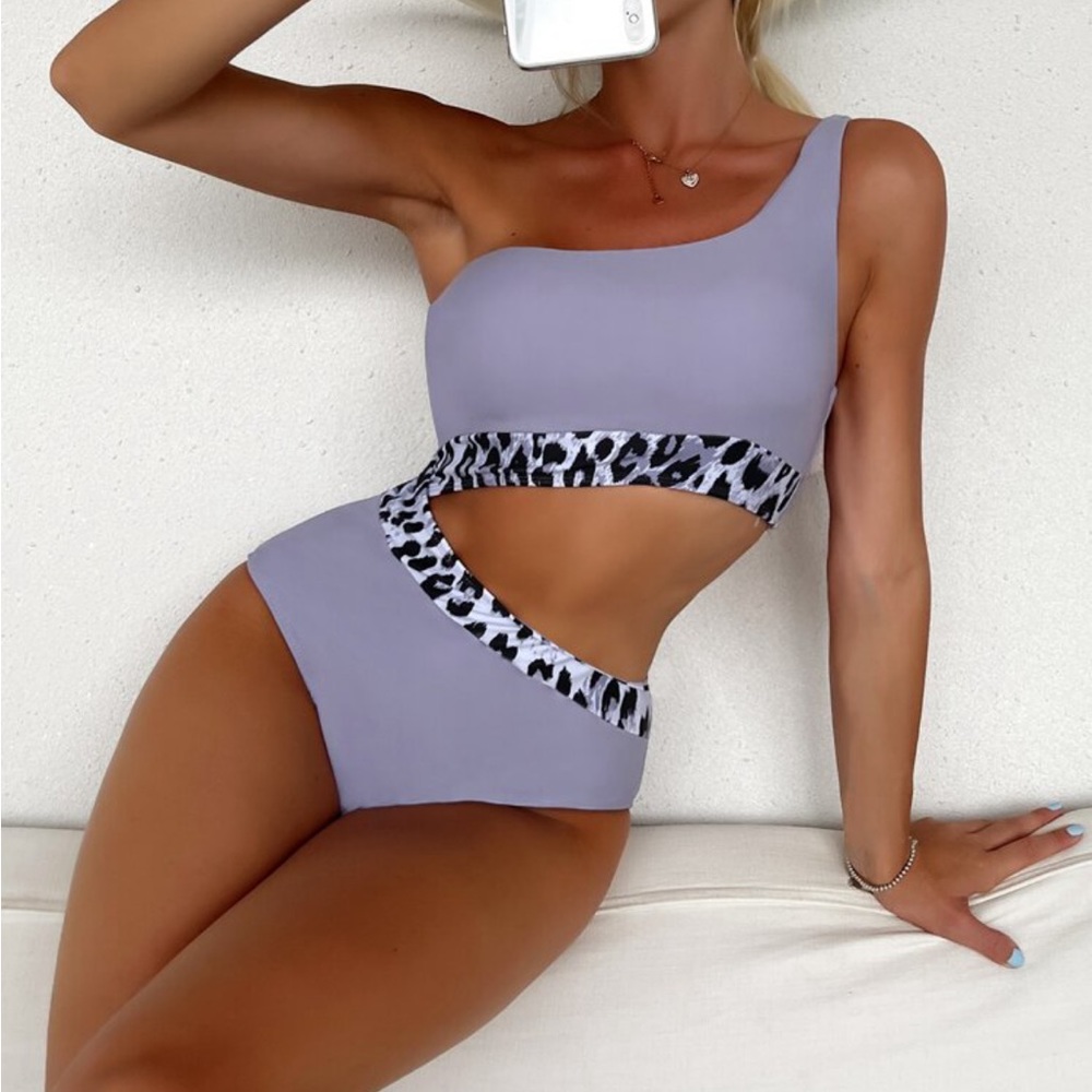 Leopard Trim One Piece Swim